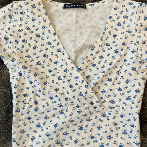 Brandy Melville blue floral amara top - Picture 4 of 6